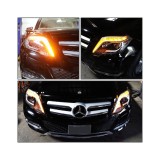 LED DRL Black Projector Headlight+Tool Kit