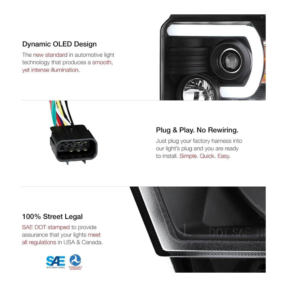 Autoparts LED Black Projector Headlights