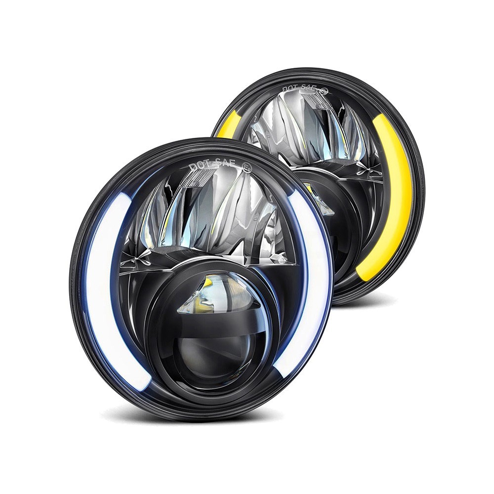 SUPAREE 7 Round LED Headlights RGB Halo Angel